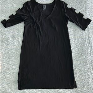 CLARA SUN WOO Cut-Out Sleeve Black Poly Versatile Drwss Casual / Dress Up Size S